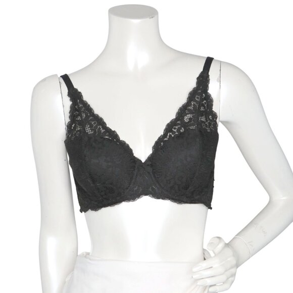 Victoria's Secret Body By Victoria Underwire Lace Lined Demi Bra Black 34D - Picture 2 of 8